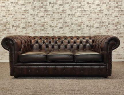 Canapé 3pl Classic en cuir antique brown  (Réf: JB6) – VENDU