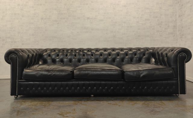 Incroyable canapé 4pl en cuir premium noir (Réf: 804)